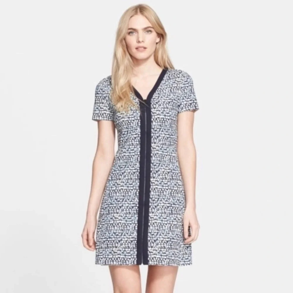 Tory Burch Geometric Print Zip Front Ponte Dress